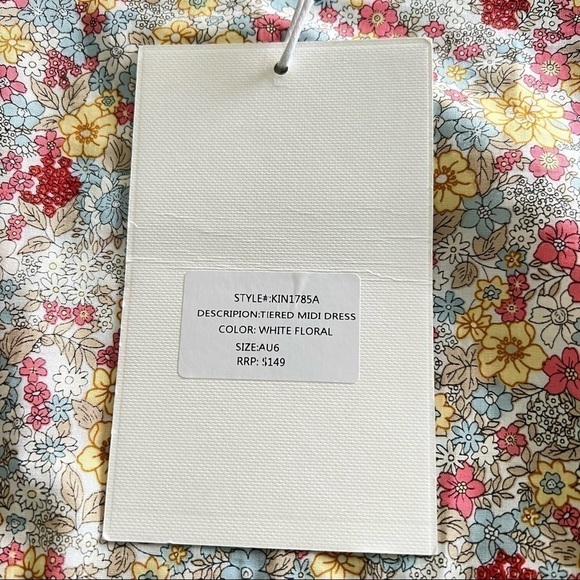 We Are Kindred Tiered Midi Dress White Floral NWT - Picture 11 of 14
